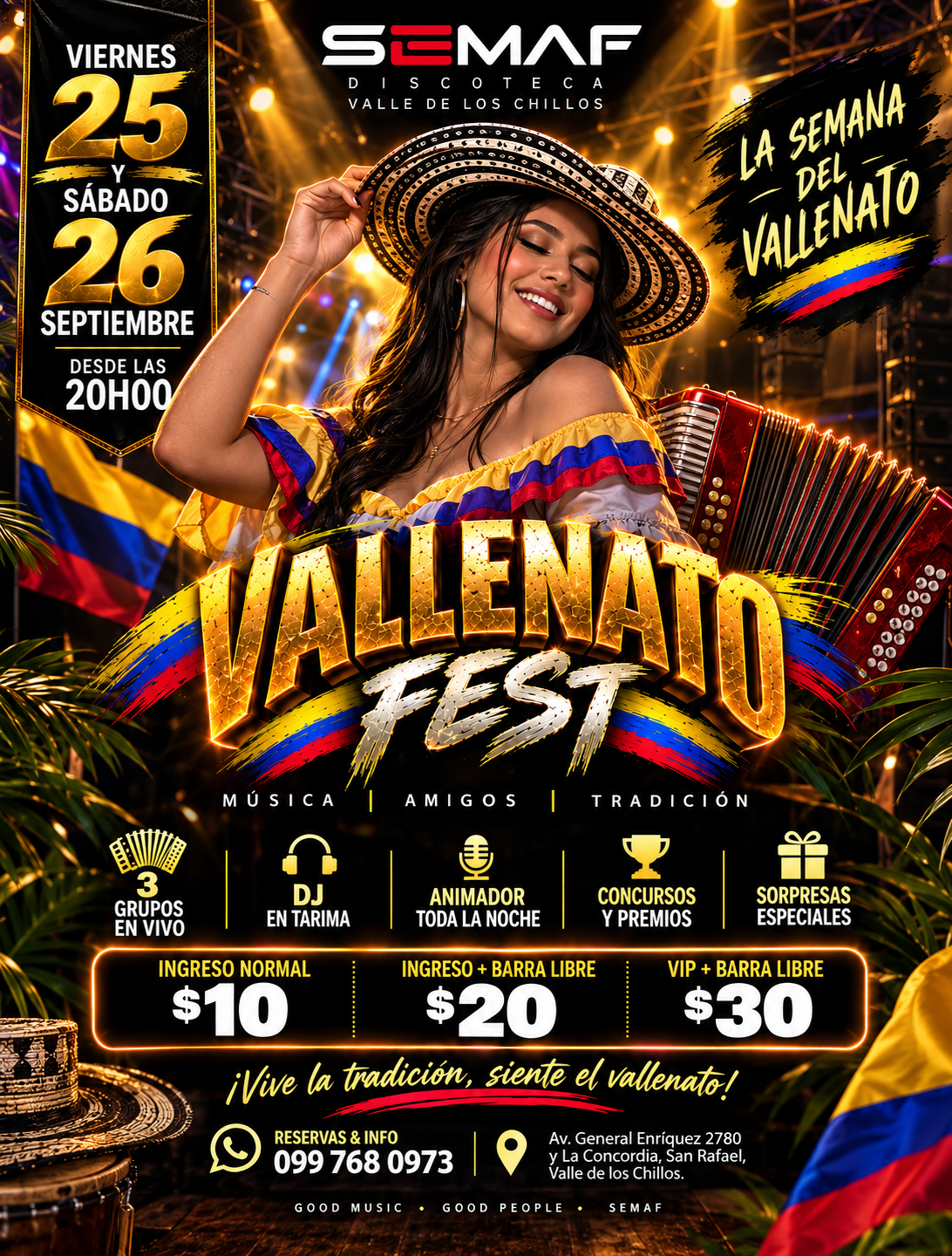 Flyer de Vallenato Fest SEMAF · Sábado