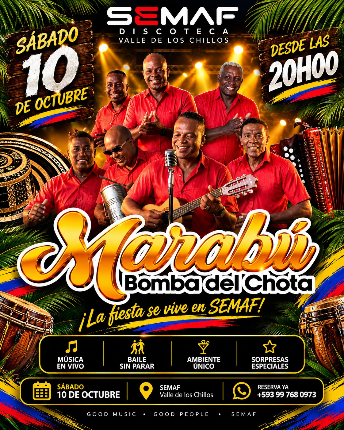 Flyer de Marabú · Bomba del Chota
